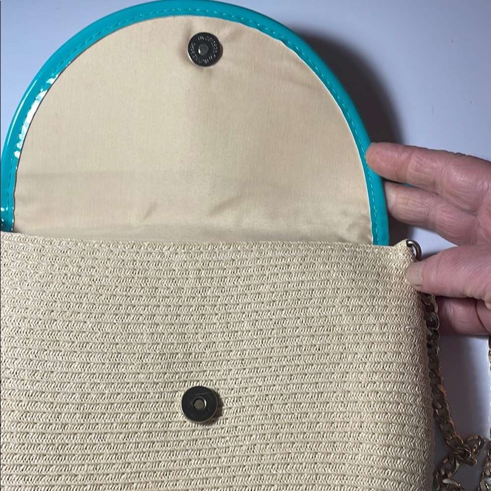 Beige and Turquoise Starfish Accent Women's Bag - Picture 3 of 4